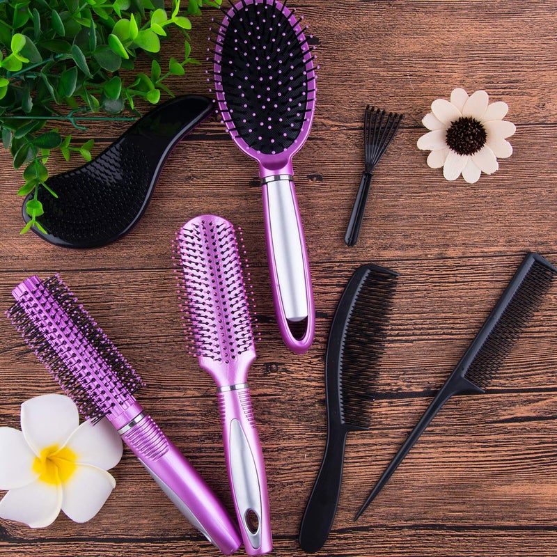 SIQUK 7 Pcs Hair Styling Set for Women and Men: Round Brush, Paddle Brush, Detangling and Wet/Dry Brushes - Image 5